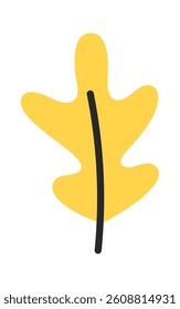 Yellow oak leaf hand-drawn element