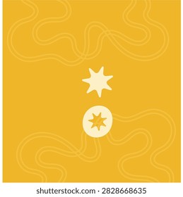 Yellow ocean background with sea urchin icons and subtle coral line art waves