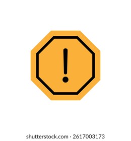 Yellow octagonal warning icon with a bold black exclamation mark at the center. Suitable for alert messages, safety signage, caution labels, and interface elements.