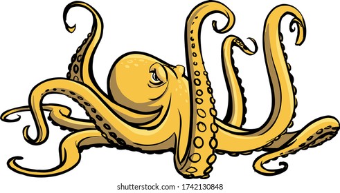 yellow octopus angry tentacles animal