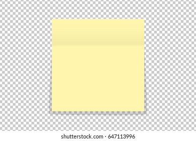 Yellow office paper sticker with shadow isolated. Vector illustration