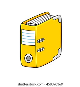 Yellow office ring binder folder icon isolated.