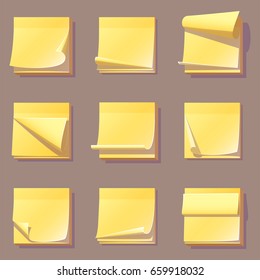 Yellow office sticky memory notes vector illustration sticker paper adhesive information memo blank.