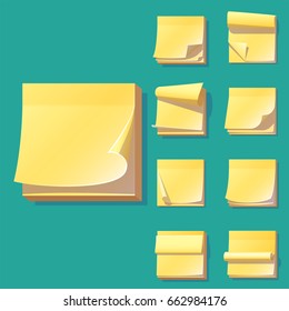 Yellow office sticky memory notes vector illustration sticker paper adhesive information memo blank.
