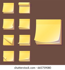 Yellow office sticky memory notes vector illustration sticker paper adhesive information memo blank.
