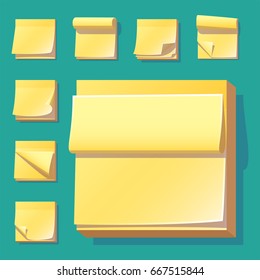 Yellow office sticky memory notes vector illustration sticker paper adhesive information memo blank.