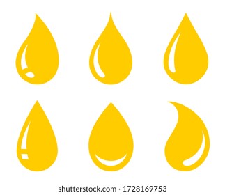 yellow oil honey drop icons set icons
