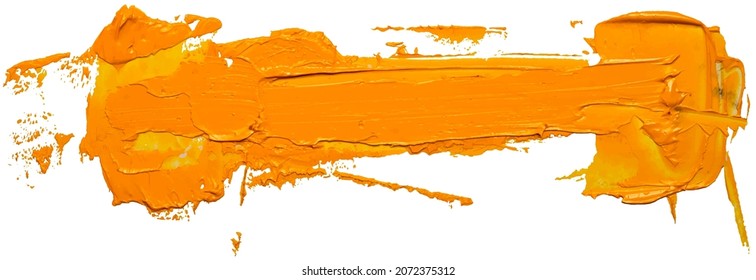 Yellow oil paint strokes forming a rectangular lettering area with bounded sides. Abstract varnish splash trace shape. Glossy oil paint smear on white background. EPS10 vector illustration.