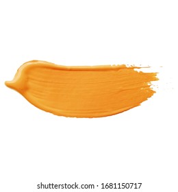 Yellow Oil Paint Swatch. Acrylic Smear. Bright Paint Brushstroke
