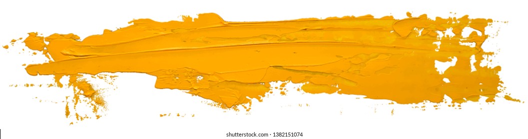 Yellow oil texture paint stain brush stroke isolated on white background EPS10 vector illustration.