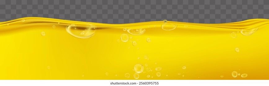 Yellow oil waves background,Golden Oil engine layers with drop and air bubbles floating,Backdrop for Cosmetic,Food Banner,3d Vector section texture of orange oily substance,Honey,Syrup,Gasoline 