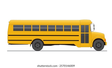 Yellow Old School Bus, vector illustration isolated on white background, eps