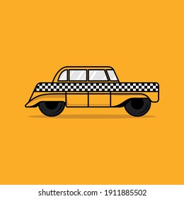 yellow old taxi car illustrations logo design 