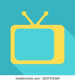 Tv amarilla antigua, ilustración, vector, sobre fondo blanco.