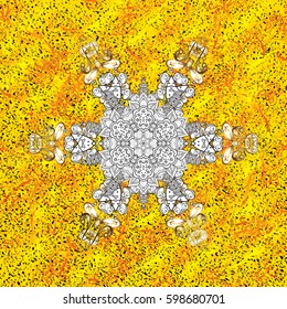 Yellow on background. Oriental ornament in the style of baroque. Vector traditional classic golden pattern.