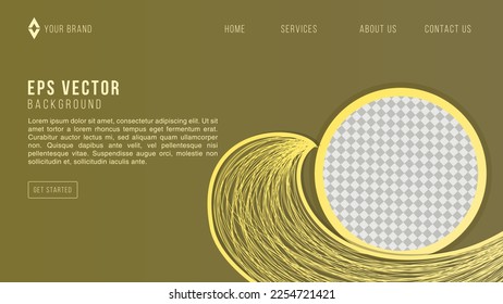 Yellow on brown vector cover web template with wavy lines. Smart design for business ads. Vector Abstract, science, futuristic, energy technology concept
