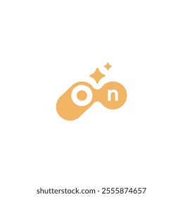 Yellow ON Button with Stars Spark Technology Logo Design Vector