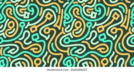Padrão de Rabiscar de Espiral Amarelo em Azul-petróleo