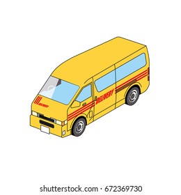 Yellow one box car, Delivery car