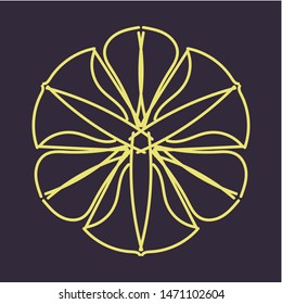 Yellow one-color mandala in the form of a double flower