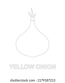 Yellow Onion tracing worksheet for kids