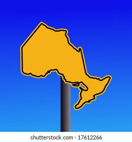 signo de advertencia de mapa amarillo de Ontario en ilustración azul