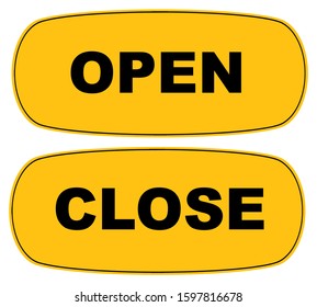 Yellow open, close vector sign.