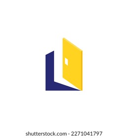 Yellow Open Door with L Letter Property Real Estate Logo Design Vector