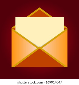 Yellow open envelope with paper