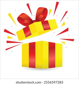 Yellow open gift box vector illustration on white background stock illustration, christmas, new year, surprise, holiday