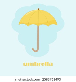 yellow open umbrella. spring rains when you need a yellow umbrella. Vector illustration