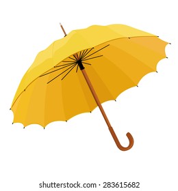 Yellow opened umbrella vector illustration. Umbrella rain, umbrella icon