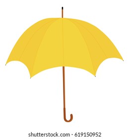 Yellow opened umbrella vector illustration. Umbrella rain, umbrella icon