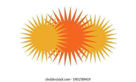 Yellow and orange 3 suns. Logo emblem. Vector drawing.