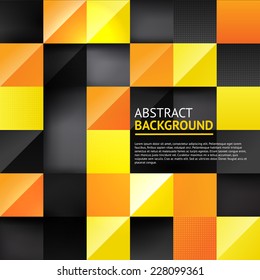 Yellow and orange 3d square background, colorful geometric pattern for banner design