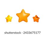 Yellow and orange 3D stars icons vector illustration design. Mobile, web, rank or award icons set.