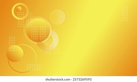 Yellow orange abstract background with light, gradient circle geometric pattern.