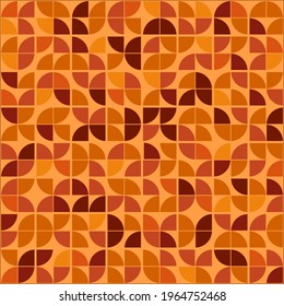 Yellow or orange abstract seamless pattern. Vector yellow and brown quarters. Abstract same geometric shapes ornament.