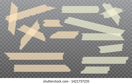 Yellow, orange adhesive, sticky, masking, duct tape strips for text are on black background. Vector illustration