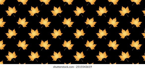 Yellow and orange autumn leaves in the black background