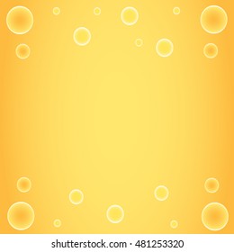 Yellow orange background with bubbles. Autumn background. Sweet abstract background. Vector illustration.