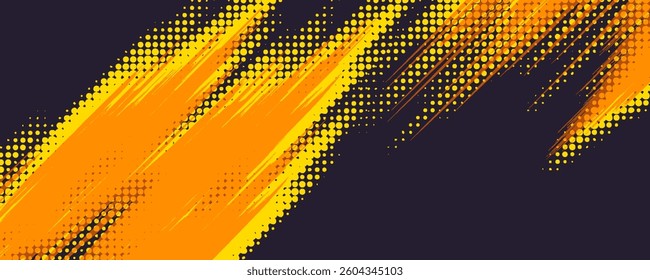 Yellow and orange background hatch with halftone effect. Vintage pop art retro comic illustration