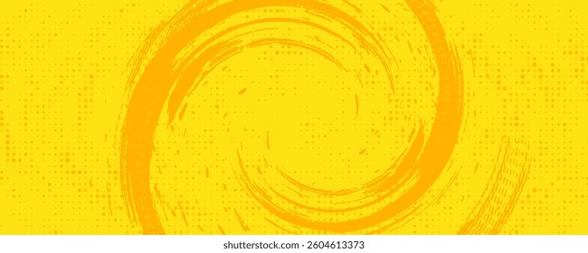 Yellow and orange background hatch with halftone effect. Vintage pop art retro comic