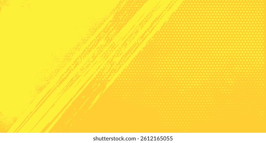 Yellow and orange background hatch with halftone effect. Vintage pop art retro comic illustration