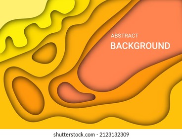 Yellow orange background with paper cut shapes. 3D abstract carving art for banner, presentation, and invitation.