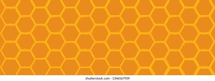 Yellow, orange beehive background. Honeycomb, bees hive cells pattern. Bee honey shapes. Vector geometric seamless texture symbol. Hexagon, hexagonal raster, mosaic cell sign or icon. Gradation color.