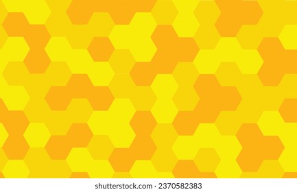 Yellow, orange beehive background. Honeycomb, bees hive cells pattern. Bee honey shapes. Vector geometric seamless texture symbol. Hexagon, hexagonal raster, mosaic cell sign or icon. Gradation color.