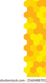 Yellow, orange beehive background. Honeycomb, bees hive cells pattern. Bee honey shapes. Vector geometric seamless texture symbol. Hexagon, mosaic cell sign or icon. vertical background.