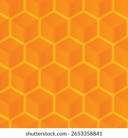 Jaune, arrière-plan ruche orange. Nid d'abeilles, motif de cellules de ruche d'abeilles. Formes au miel d'abeilles. Image vectorielle géométrique sans soudure symbole de texture. Hexagone, trame hexagonale, signe ou icône de cellule en mosaïque. Couleur de gradation.
