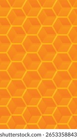 Yellow, orange beehive background. Honeycomb, bees hive cells pattern. Bee honey shapes. Vector geometric seamless texture symbol. Hexagon, hexagonal raster, mosaic cell sign or icon. Gradation color.
